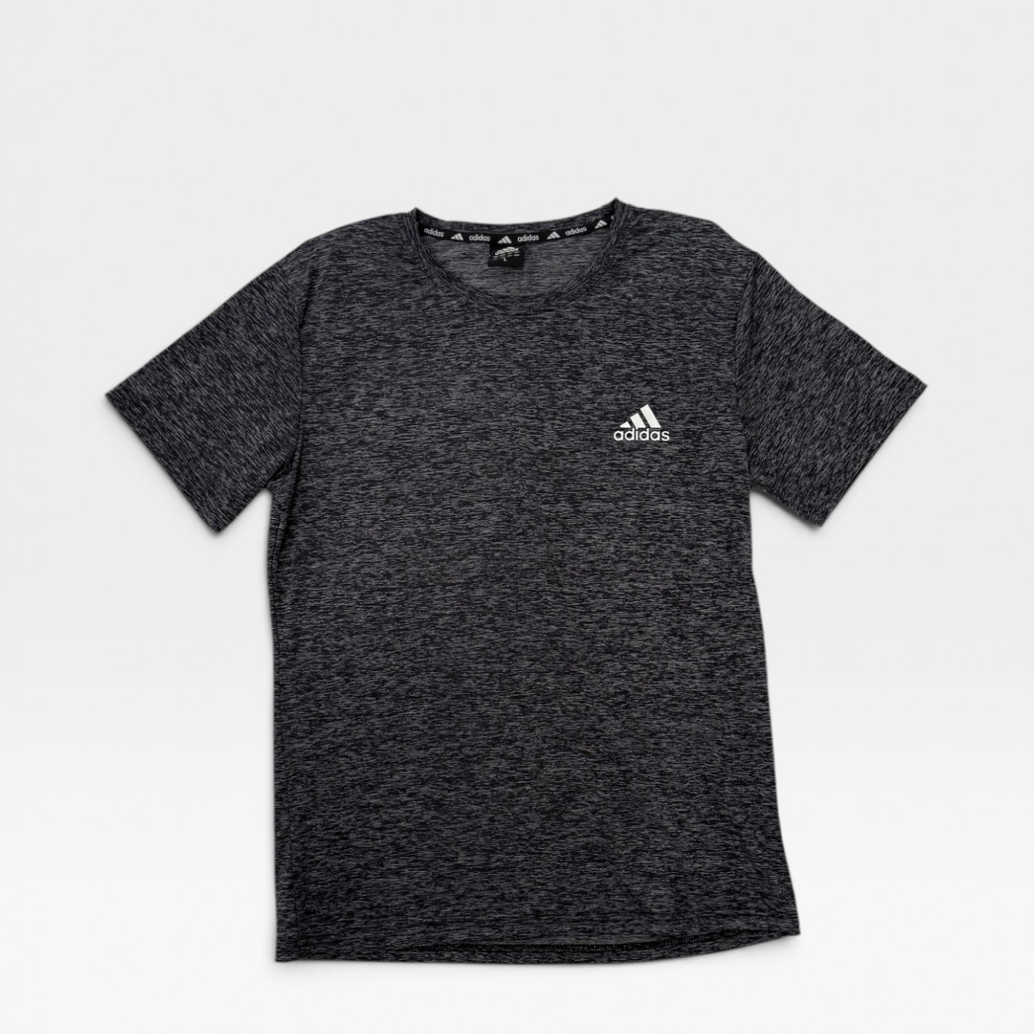 Adidas Performance T-Shirt Black Melange with White Logo